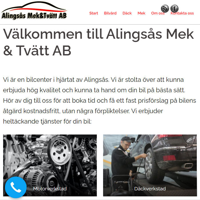 UaWeb Marketing hjälper företag med en ny hemsida, se Alingsås Bilvård