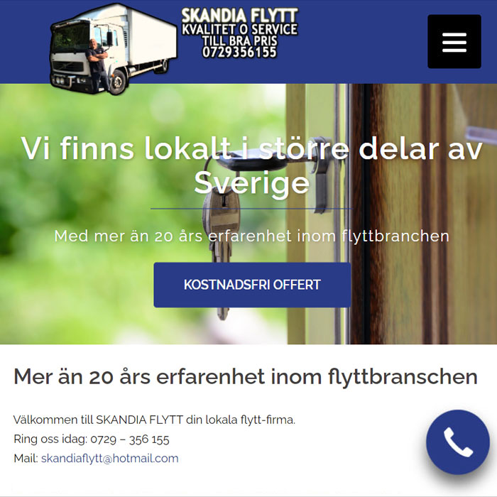 UaWeb Marketing hjälper företag med webbhotell och domännamn se Skandia Flytt