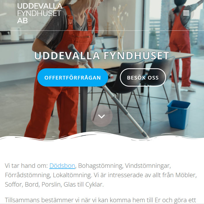 UaWeb Marketing hjälper företag med en by hemsida, se Uddevalla Fyndhuset
